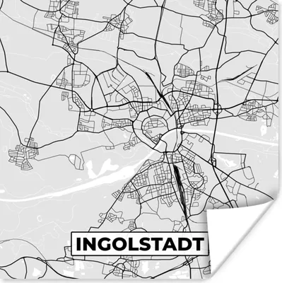 Produktbild von MuchoWow® Poster Karte - Stadtplan - Deutschland - Ingolstadt - Karte 75x75 cm - Wand Dekoration