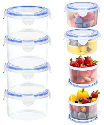 8 runde Vorratsdosen 300 ml, luftdicht, mikrowellengeeignet, transparent