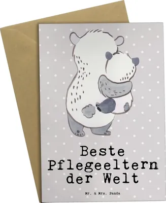 Produktbild von Mr. & Mrs. Panda babykarte Panda Beste Pflegeeltern der Welt - Grau Pastell - Geschenk, glückwunschkarten, einladungskarten, Mama, Geschenkidee, hochzeitskarten, Familie