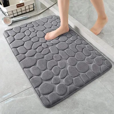 Badematte, Badteppich, waschbarer Teppich, grau, 2 Stück (1 + 1), 40 x 60 cm - Bathy