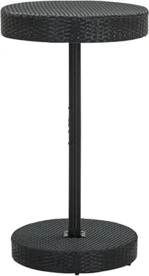 Produktbild von Gartentisch Terassentisch Balkontisch Campingtisch Partytisch Esstisch Gartenmöbel Tisch Buffettisch für Garten, Terrasse und Balkon, Runde Tischplatte,Schwarz 60,5x106 cm Poly Rattan