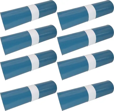 Produktbild von 120 Liter Abfallsäcke 8 Rollen à 25 Stück - blaue Müllsäcke für Haus-, Garten- & Gastronomieabfälle - reißfeste Müllbeutel mit 39my Stärke (700 x 1100 mm)