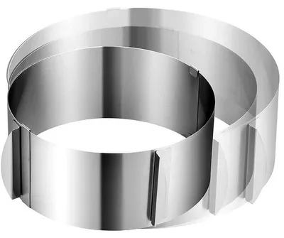 Produktbild von Tortenring hoch 10 cm, Verstellbarer Tortenring aus Edelstahl, 6–12 Zoll Durchmesser, Backring mit Doppelskala, für Torten, Mousse, Tiramisu und Kuchen