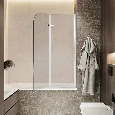 Immagine prodotto di Jopassy cabina doccia schermo pieghevole per vasca da bagno vasca allegato schermo doccia in 6 mm NANO facile pulire vetro 2 pezzi pieghevole 100 * 140 cm argento