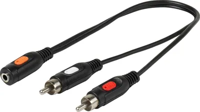Produktbild von ViVanco™VVAJACK2RCA02MF, 2 x RCA, Männlich, 3.5mm, Weiblich, 0,2 m, Schwarz