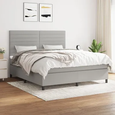 Produktbild von [Home] Boxspringbett mit Matratze Hellgrau 180x200 cm Stoff , Neue Mode 2024 im häuslichen Leben
