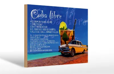 Produktbild von Holzschild Spruch 30x20cm Cuba Libre Rezept Rum Alkohol