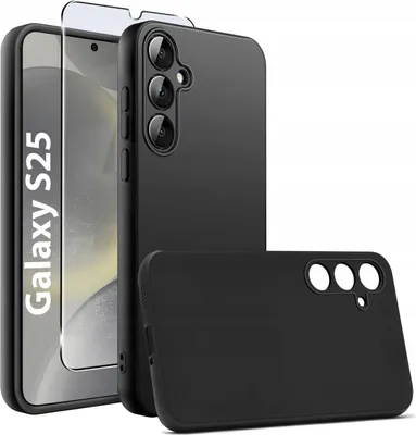Obrázek produktu pro Pouzdro pro Samsung S25 CASE Gumové ČERNÉ Matné Silikon Slim + SKLO 9H