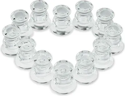 Productafbeelding van Unyqoos® Glazen kaarshouders, set van 12 – dikwandig helder glas, houders voor stompkaarsen en theelichthouders, binnendiameter Ø 2,4 cm, hoogte 5,5 cm