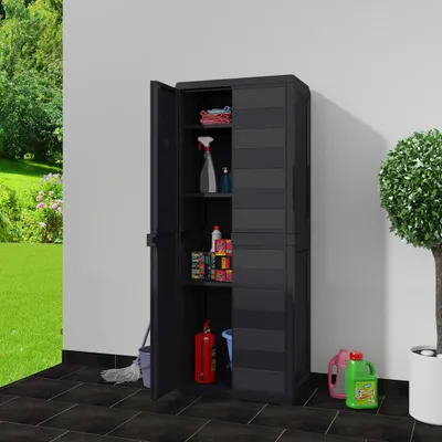 Produktbild von vidaXL Gartenschrank mit 3 Regalen Schwarz