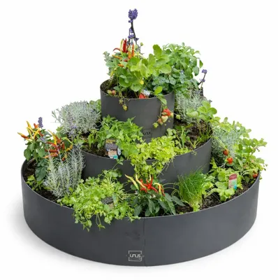 Produktbild von UNUS Kräuterschnecke Kräuterspirale mit drei Ringen Ø 30 cm, 60 cm, 90 cm grau