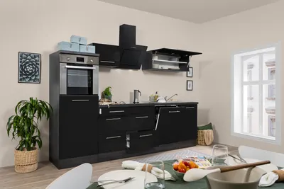 Produktbild von Küche Küchenzeile Küchenblock  Eiche Schwarz Amanda 280 cm Respekta Premium