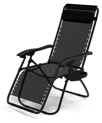 Productafbeelding van Loungebed met afneembare bekerhouder, tuinstoel, maximale belasting 120 kg, zwart