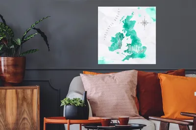 Produktbild von MuchoWow® Poster Aquarell - Weltkarte - England 50x50 cm - Wohnzimmerdekoration