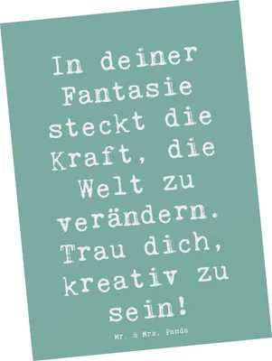 Produktbild von Mr. & Mrs. Panda Grußkarte Spruch Die Freude an der Kreativität entdecken - Meeresbrise - Geschenk, Postkarte, bildkarte, Träume, Magie, Vertrauem, Trost, Ansichtskarten