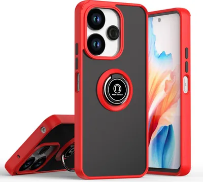 Immagine prodotto di Custodia per Xiaomi Redmi 13 5G/4G opaca traslucida in TPU con supporto ad anello e supporto Rosso
