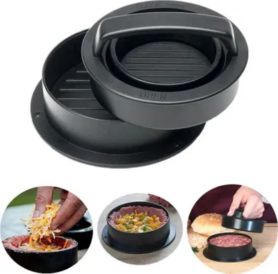 Produktbild von CANDeal 3-in-1 Gefüllte Burgerpresse, Antihaft Gefüllte Hamburger Maker Set mit 100 en Burgerpapieren, Hamburger Pastetchenpresse für Gefüllte Burger Pastetchen, Slider und normale Burger Pastetchen