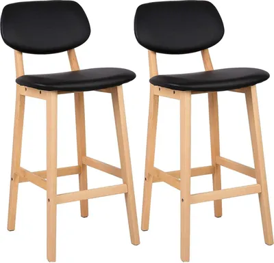 Produktbild von WOLTU Barhocker 2er-Set Barstühle gut gepolsterte Sitzfläche und Rücklehne aus Kunstleder Design Stuhl Holz Schwarz