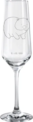 Produktbild von Mr. & Mrs. Panda Glas Wombat - Transparent - Geschenk, Motivation, Australien, Sektflöte, Tiermotive, dekorglas, Spruch, Das Leben Ist schön, Champagnerglas, Sektglas