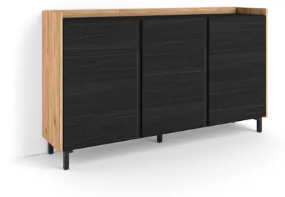 Immagine prodotto di Credenza effetto legno nero e rovere 156x35x91cm con gambe