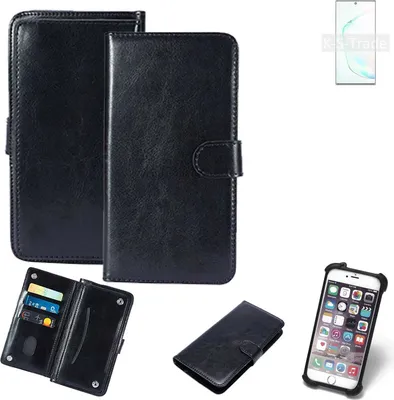 Produktbild von K-S-Trade 360° Hülle kompatibel mit Samsung Galaxy Note10+ Exynos schwarz Kunstleder Case BookCase WalletCase Kunstlederederhülle Handyhülle,