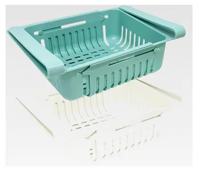 Produktbild von Set mit 2 Kühlschrank-Schubladen als Kühlschrank-Organizer aus Kunststoff (blau, weiß)