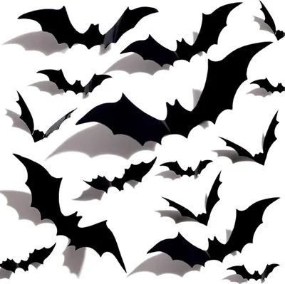 Produktbild von 36 Stk Fledermaus Halloween Deko Gruselig, 4 Größen Fledermaus Deko mit Kleber,Halloween Dekoration,Fledermäuse Deko Sticker für Outdoor,Wand,Fensterdeko,Geburtstag, Gothic Deko Party Zubehör