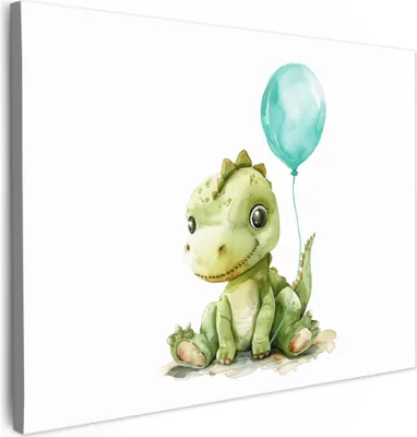 Produktbild von Leinwand Bilder 70x50 cm - Kinder Ballon - Drache - Blauer, Bilder Wohnzimmer Modern, Wanddeko