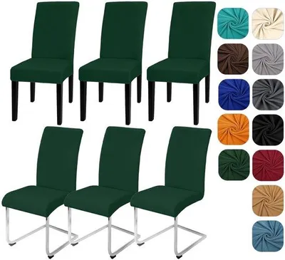 Obrázok produktu pre Uniqoos® Sada 6 elastických poťahov na stoličky, 92 % polyester/8 % Elastan – pružné poťahy na stoličky, vhodné do práčky, nežehliace, určené pre stoličky bez podrúk