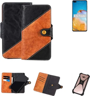 Produktbild von K-S-Trade Handyhülle Schutzhülle Bookstyle Case Wallet-Case kompatibel mit Huawei P40 Handy Cover Bumper Klapphülle schwarz hellbraun 1x
