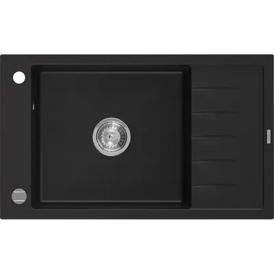 Zdjęcie produktu dla Mexen Elias zlewozmywak granitowy 1-komorowy z ociekaczem 795 x 480 mm, czarny, syfon chrom - 6511791005-77