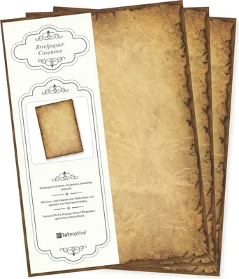 Produktbild von TATMOTIVE PREMIUM Altes Briefpapier 50 Blatt Papier beidseitig A4 alt vintage retro Mittelalter antik nostalgisch