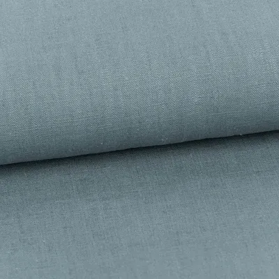Produktbild von Leinenstoff Meterware mit Baumwolle vorgewaschen einfarbig rauch blau 140cm