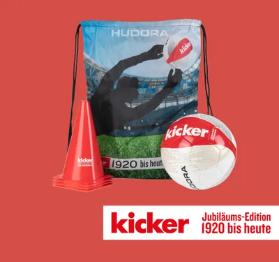 Produktbild von HUDORA® Fußball-Set KICKER EDITION weiß/rot, 1 Set