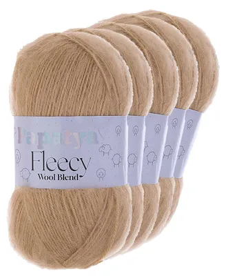 Produktbild von 5 x 100g Papatya Fleecy Kuschelgarn 20% Wolle Häkelgarn Strickgarn