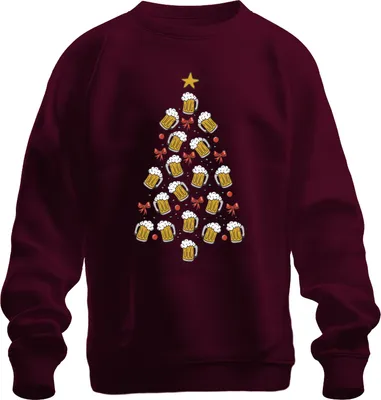 Produktbild von Bier Weihnachtsbaum Lustig - Weihnachten Weihnachtsgeschenk Christmas Uni Weihnachtspullover, Burgundy, XXL