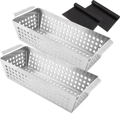 Zdjęcie produktu dla Akcesoria do grillowania ze stali nierdzewnej, 28,5 cm, 2 uchwyty, do warzyw, ryb i mięsa
