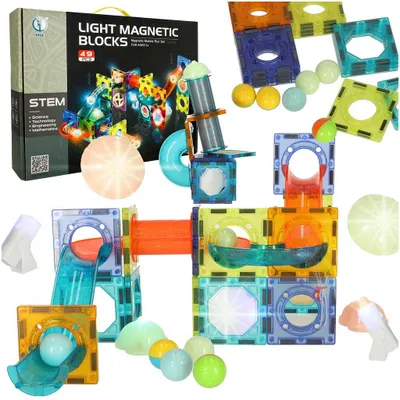 Image de Piste à billes magnétique lumineuse 49 éléments