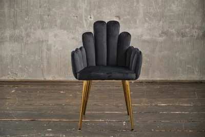 Produktbild von KAWOLA Stuhl FREJA Esszimmerstuhl Velvet schwarz Fuß gold