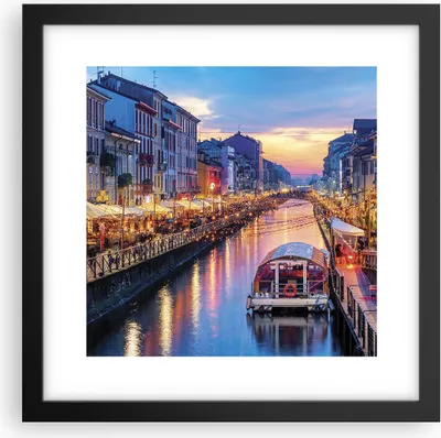 Produktbild von Gerahmtes Poster - Schwarzer Rahmen - Kanal Grande Abend - 30x30 cm - Wand Bild - Wanddeko - Wandbilder - Kunstposter - Wandposter - Bilderrahmen - Bilder - Kunstdruck - Wandbild - P2BAC30x30-4331