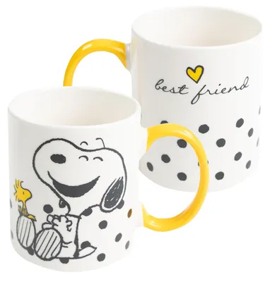 Peanuts Snoopy Tasse, 320 ml, Keramik, weiß-gelb