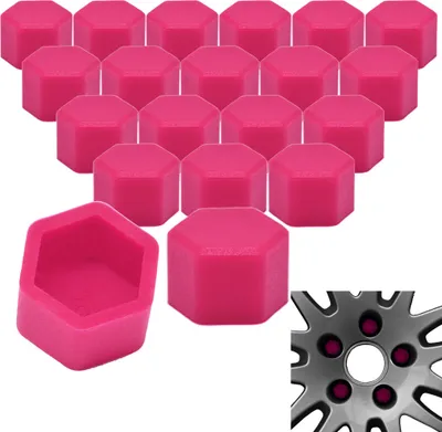 Produktbild von 20x Radschrauben Silikon Kappen Set Abdeckung SW17 17MM Pink kompatibel mit VW AUDI BMW MINI FORD OPEL