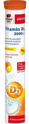 Produktbild von DOPPELHERZ Vitamin D3 2000 I.E. Brausetabletten 15 Stück PZN 15616801