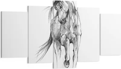 Produktbild von Bild auf Leinwand - Leinwandbild - 5 Teile - Pferd Galopp Tier - 160x85cm - Wand Bild - Wanddeko - Wandbilder - Leinwanddruck - Bilder - Wanddekoration - Leinwand bilder - Wandbild - EA160x85-5080