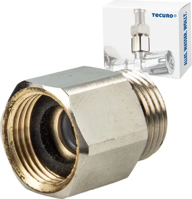 Produktbild von tecuro Rückflussverhinderer Messing vernickelt 3/8 AG x 3/8 IG eigensicher mit Dichtung