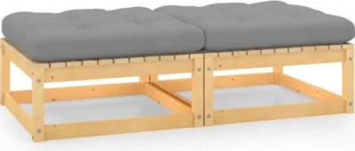 Produktbild von Gartenhocker mit Kissen 2 Stk. Massivholz Kiefer