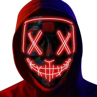 Produktbild von ANTCOOL Halloween-Maske, 3 Beleuchtungsmodi, für Karneval, Halloween, Cosplay und Party (Rot)