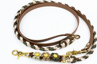 Produktbild von Hundeleine Tierluxe Blumen Biothane Paracord – Braun / L Lienelänge: 300 cm