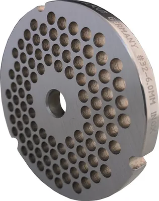 Produktbild von Fleischwolfscheibe, Lochscheibe aus Inox Stahl Größe 32 mit 3 Nuten in 6,0 mm Bohrung von WolfCut