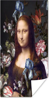 Produktbild von MuchoWow® Poster Mona Lisa - Da Vinci - Blumen 20x40 cm - Plakat - Foto